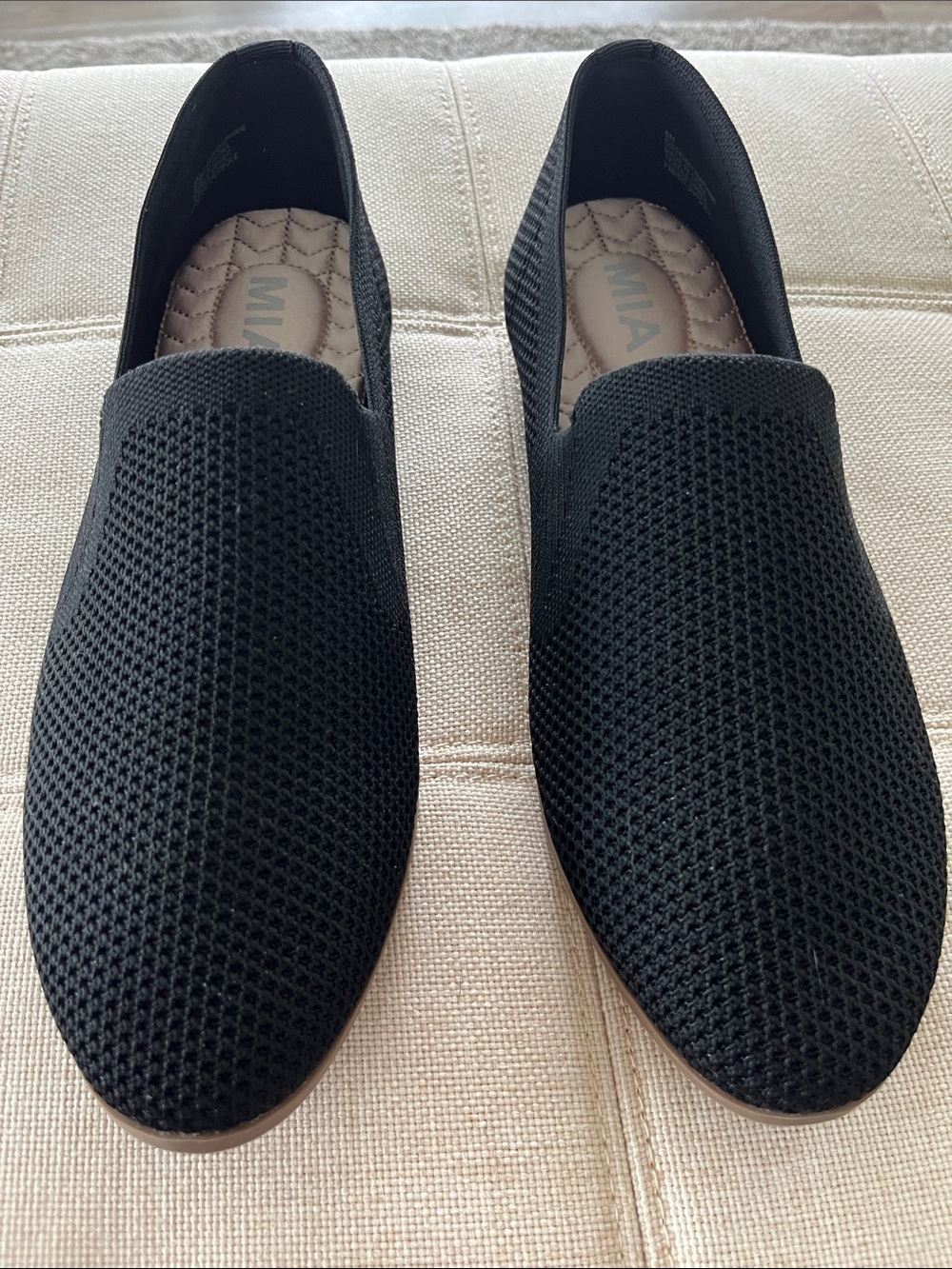 MIA Black Knit Slip-On Loafers